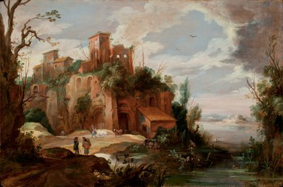 Italian landscape with Ruins by Pieter van der Hulst